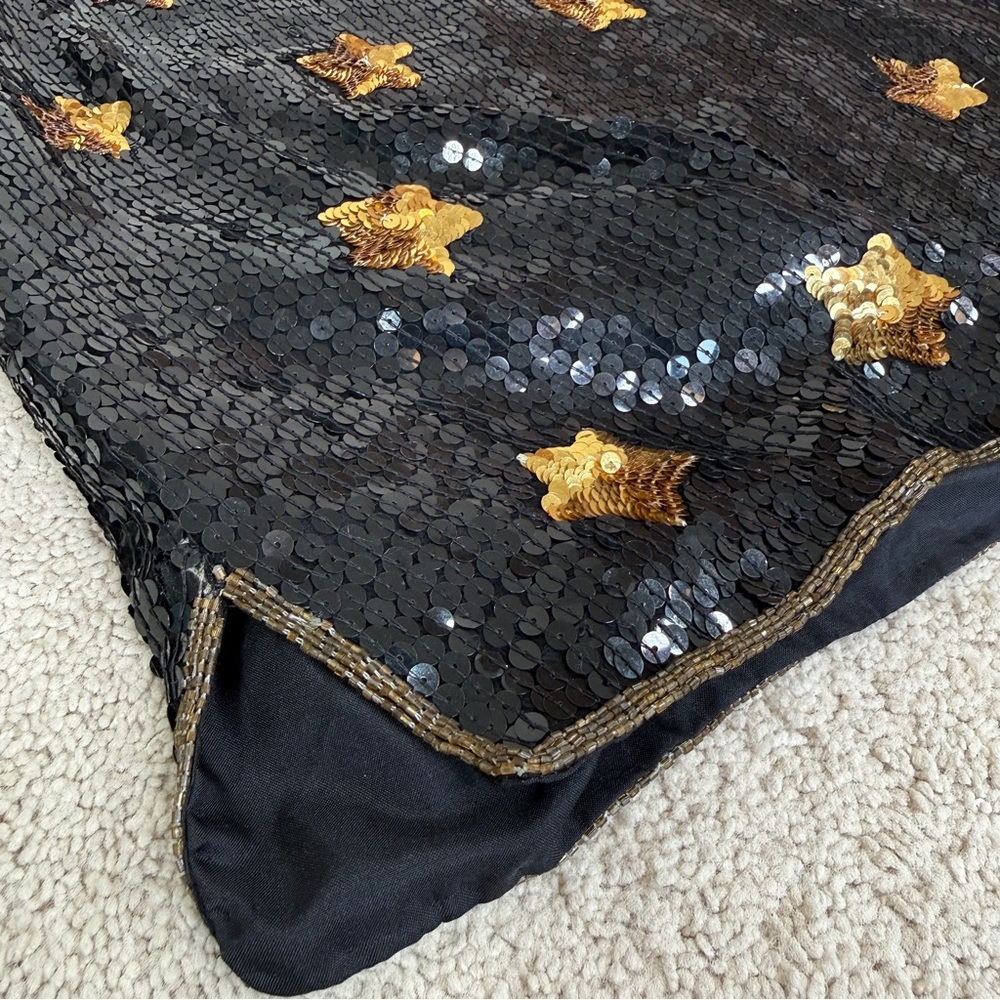 Vintage Rina Z. New York Montreal Paris 100% Silk Sequin Beaded Stars Tank Top - Picture 10 of 17